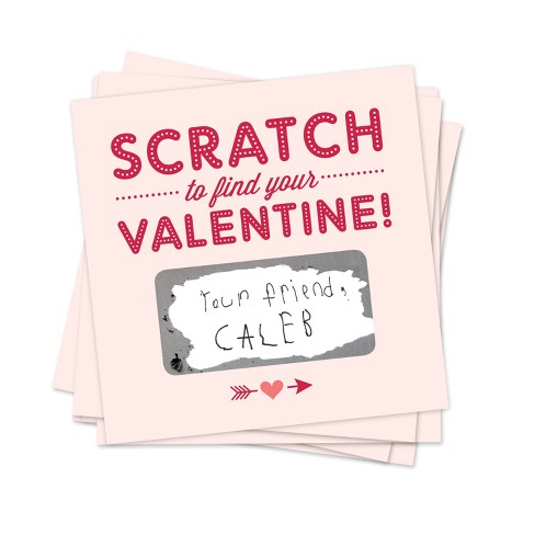 18ct Scratch-off Valentines Cards Pink