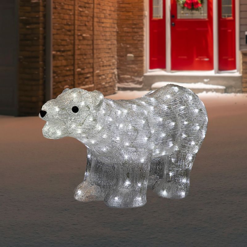 Northlight Lighted Commercial Grade Acrylic Polar Bear Outdoor Christmas Decoration - 28" - Pure White LED Lights, 2 of 7