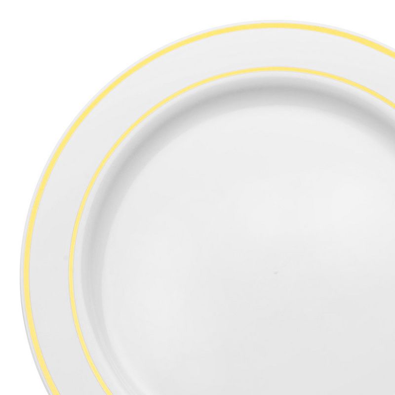 Smarty Had A Party White with Gold Edge Rim Plastic Buffet Plates (9") (120 Plates), 2 of 8
