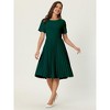 Hobemty Women's Pleated Knee Length Short Sleeve Work A-Line Dress - 3 of 4
