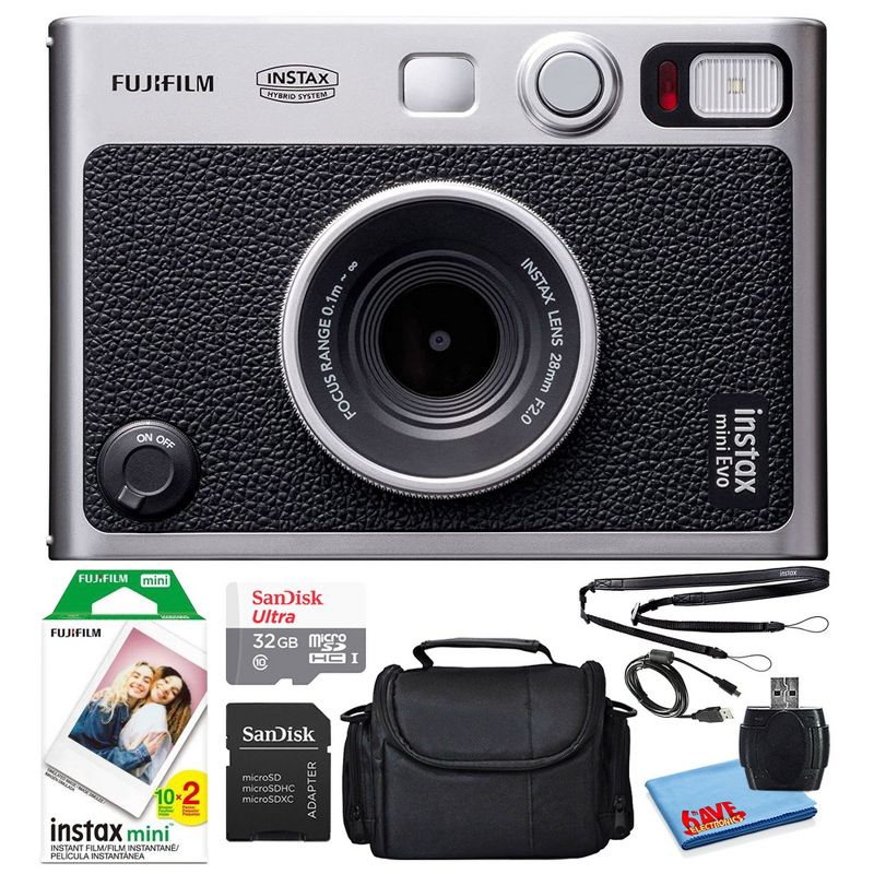 Fujifilm Instax Mini EVO Instant Film Camera Bundle with 20 Films + 32GB Card, 1 of 5