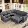GDFStudio Rafael Modern 81'' 5-Seater Convertible Corduroy Upholstered Storage Sectional Sofa with USB Charging - 2 of 4