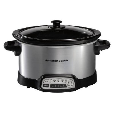 Hamilton Beach Program Slow Cooker 33443: 4 Qt Programmable Crock Pot, Stoneware, Automatic Keep Warm, Dishwasher-Safe Parts