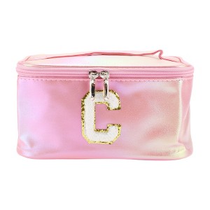 Unique Bargains Women's Square Letter C Makeup Bag Pink 1 Pc - 1 of 3