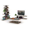 56" Wood Mid Century Modern TV Stand with 4 Open Shelves, Metal Cords, and Entertainment Centre for Living Room - 3 of 4