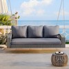 Whisen 69" PE Wicker 3-Person Porch Swing with Chains, Large Patio Swing Bench with Cushions - 2 of 4