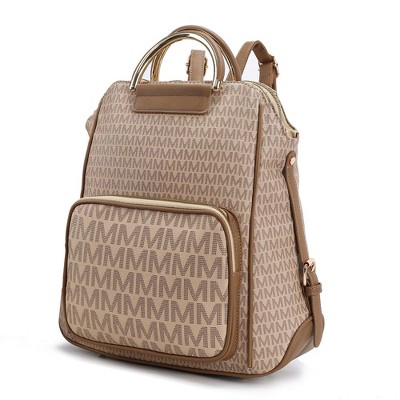 MKF Collection June Vegan Leather Travel Backpack M Logo Printed by Mia K