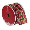 Northlight Red and Black Plaid Christmas Wired Craft Ribbon with Gold Poinsettias 2.5" x 16 Yards - image 3 of 3