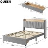 Upholstered Full Bed Frame with Storage Headboard and Charging Station, Platform Bed Frame with Drawers, Heavy Duty, No Box Spring Needed, Beige - 2 of 4