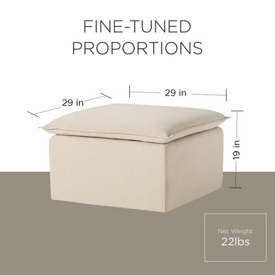 Claude Taupe Fabric Upholstered Square Ottoman