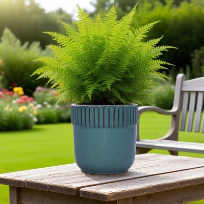 SpassWay 15" Dia Outdoor Indoor Ceramic Planter Pot Decorative Planter with Drainage Hole Patio Flower Pot