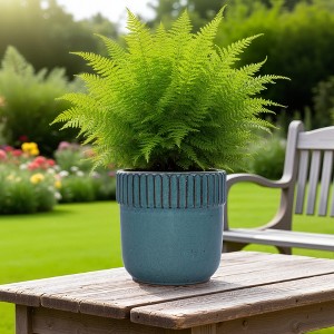 SpassWay 15" Dia Outdoor Indoor Ceramic Planter Pot Decorative Planter with Drainage Hole Patio Flower Pot - 1 of 4