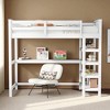 Twin Size Loft Bed with Desk and Storage Shelves, Space-Saving Wooden Frame with Guardrails - 2 of 4