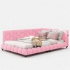 Full Size Upholstered Platform Bed with LED Lights, USB Ports, Teddy Fabric, No Box Spring Needed, White Modern Frame - 3 of 4