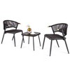 Tangkula Set of 3 Rattan Furniture Set Quick Dry Foam Padded Chairs w/Tempered Glass Tabletop Wicker Seat & Rope Woven Back Black - 2 of 3