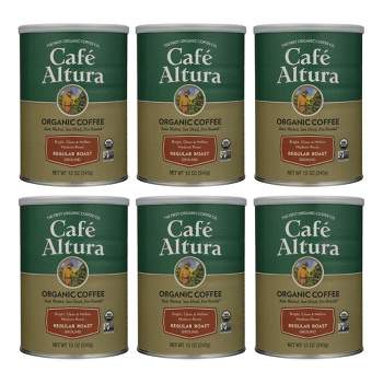 Cafe Altura Organic Ground Coffee Regular Roast - Case of 6/12 oz Canisters