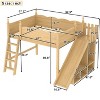 GDFStudio Rune Wooden Loft Bed with Storage Shelves, Detachable Slide and Ladders - 3 of 4