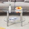 Double-Layer Tempered Glass Coffee Table with Gold-Plated Stainless Steel Legs, Minimalist Design with Open Storage - 2 of 4