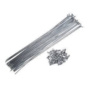 Unique Bargains J Bend Bicycle Steel Cycle Spokes with Nipples 200mm 7.87" Silver Tone 36 Pcs - 1 of 4