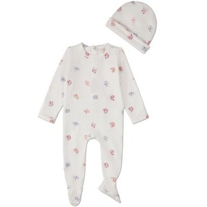 MiniMe 2 Piece Baby Girls "Little Arrangements" Floral Print Cotton Rich Footie Set - 1 of 3
