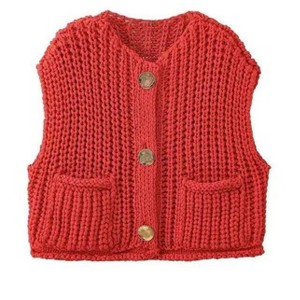 Coolmee Womens Chunky Knit Sweater Vest Casual Sleeveless Button Down Cardigan with Pockets - 1 of 3