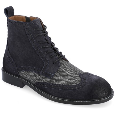 Thomas Vine Medium and Wide Width Mens Jarett Tru Comfort Foam Lace up Wingtip Ankle Boot Navy 13