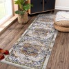 Vintage Floral Area Rug Stain Resistant Low Pile Distressed Carpet - 3 of 4