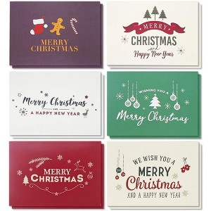 Sustainable Greetings 48 Pack Merry Christmas Cards with Envelopes 4x6, Festive Holiday Greeting Card for Xmas, 6 Festive Winter Designs - 1 of 4