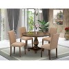 HomeStock 5-Piece Distressed Jacobean Finish Solid Wood Top Dining table with 4 Chairs - 2 of 4