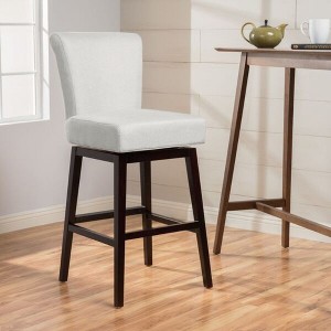 Fabric Swivel Counter Stool with Wooden Legs and Padded Seat for Living Room, Bedroom, or Home Office - 1 of 4
