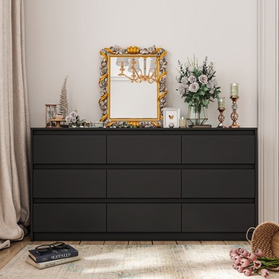 Famapy Chest of Drawers 9 Drawer Dresser Wood Dresser Minimalist & Contemporary