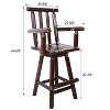 PDTEND Rustic Fir Wood ConstructionBar Stool with Footrest and Wide Armrest, Tall Bistro Chair in Brown - 2 of 4