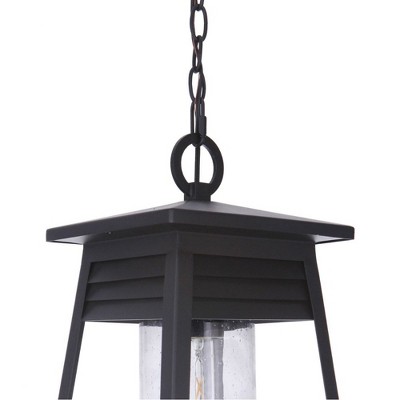 Becca Matte Black 10" Outdoor Pendant with Clear Seeded Glass