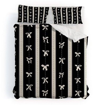 Deny Designs Marufemia Coquette Bows Black and White Duvet and Sham Set
