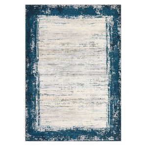 9'x12' Washable Chenille Bordered Living Room Rugs, Geometric Non Slip Bedroom Dining Room Carpet, Modern Indoor Floor Rugs, Blue/Green - 1 of 4