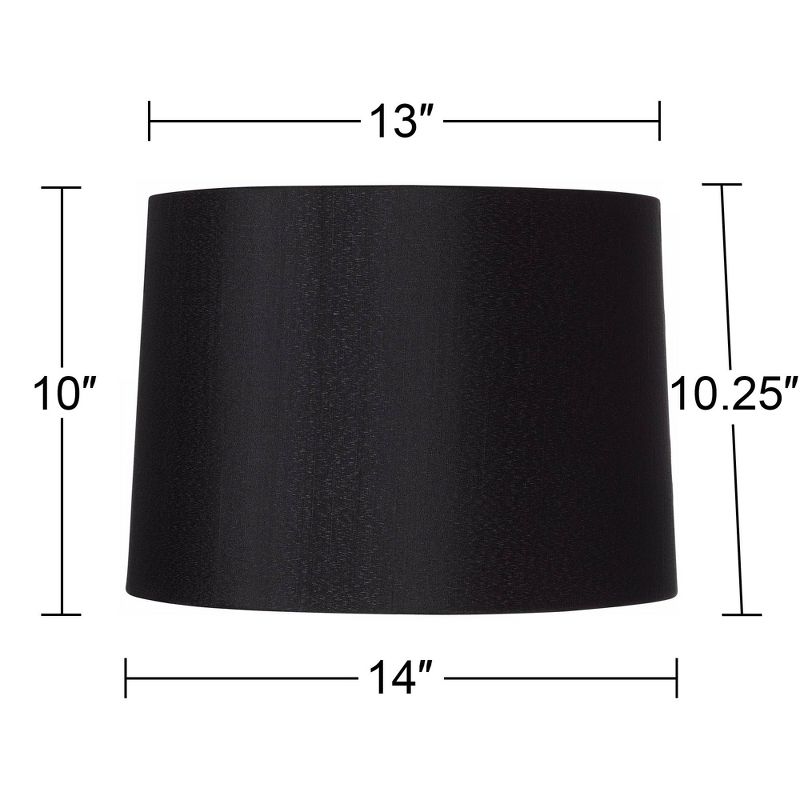 Springcrest Set of 2 Black Medium Hardback Tapered Drum Lamp Shades 13" Top x 14" Bottom x 10.25" High (Spider) Replacement with Harp and Finial, 5 of 9