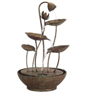 Rustic Metal Lotus Leaf Fountain 19.5"H - 1 of 4