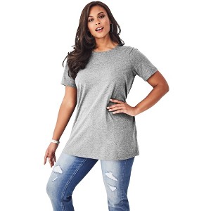Roaman's Women's Plus Size Ultimate Crewneck Tee - 1 of 4