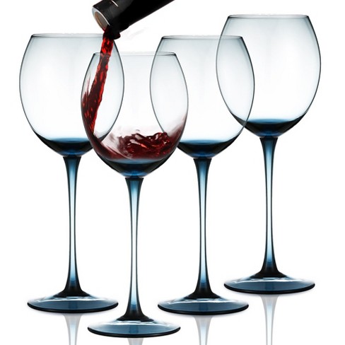 Berkware Luxurious Rhinestone Studded Long Stem Red Wine Glass