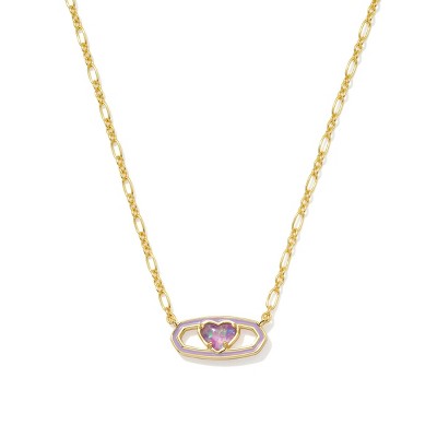 Kendra Scott Valentine's Day 14K Gold Over Brass Heart Enamel Pendant Necklace - Iridescent Lavender Illusion