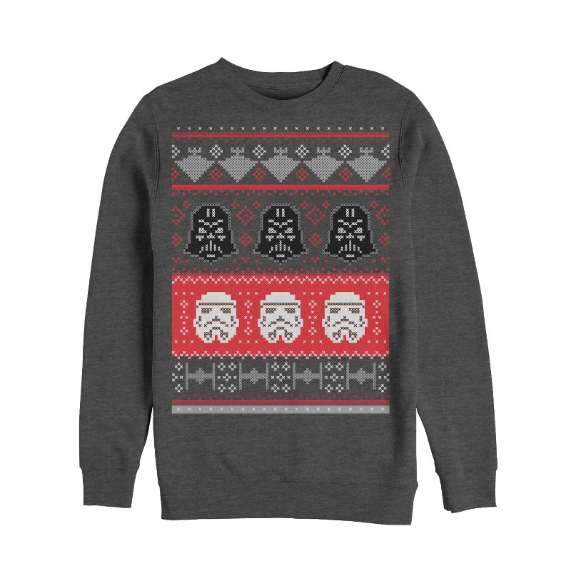 Men's Star Wars Ugly Christmas Villain Helmets Sweatshirt, 1 of 4