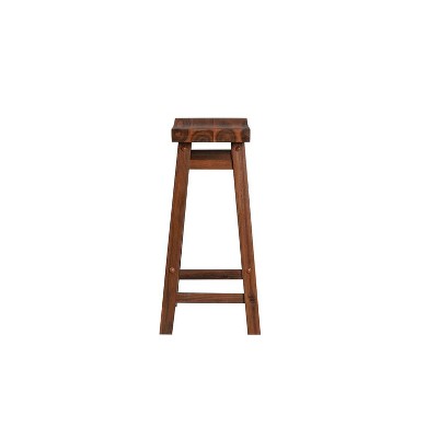 Chestnut Wire-Brush 24" Saddle Style Wood Barstools - Set of 2