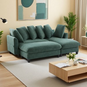 83" Chenille L-Shaped Sectional Sofa with Storage & Ottoman - 1 of 4