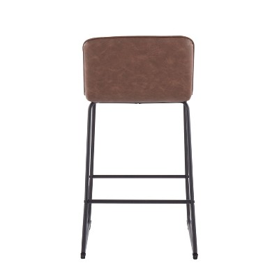 Casper 26'' Black Metal and Espresso Faux Leather Counter Stool Set