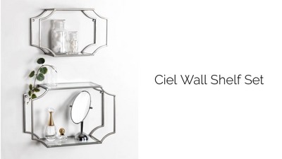 Ciel Silver Glass and Metal Wall Shelf Set
