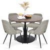 Harold+Edwin 5-Piece Dining Table Set Walnut Foil Round Top Pedestal Dining Room Set with 4 Upholstered Chairs for Apartment - Maison Boucle - 4 of 4