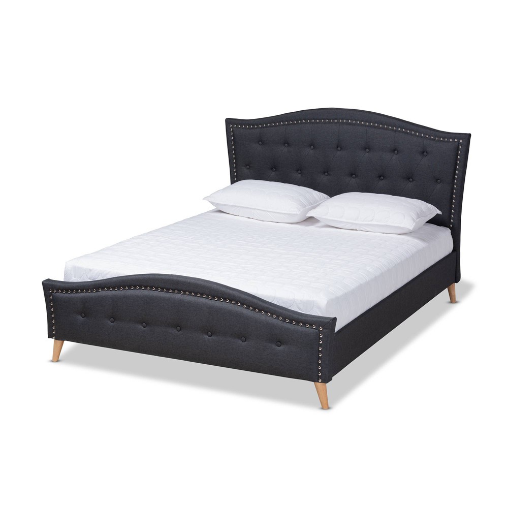 Photos - Bed Frame King Felisa Platform Bed Charcoal - Baxton Studio