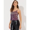 INSPIRE CHIC Women's Sequined Shining Adjustable Straps Club Party Sparkle Cami Top - 2 of 4