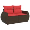 vidaXL Patio Sofa Set with Cushions and Table Outdoor 10 Piece Poly Rattan - Brown - 4 of 4