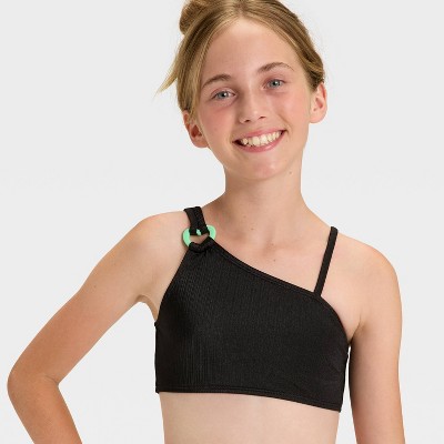 Cat & Jack Girls' 'I Heart It' Solid Bikini Set - Cat & Jack™ Black S — фото 3